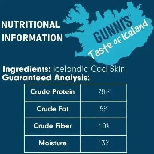 Gunni's All - Natural Cod Skin Strips Long– Grain - Free Dog Treats 25 Count - Talis Us
