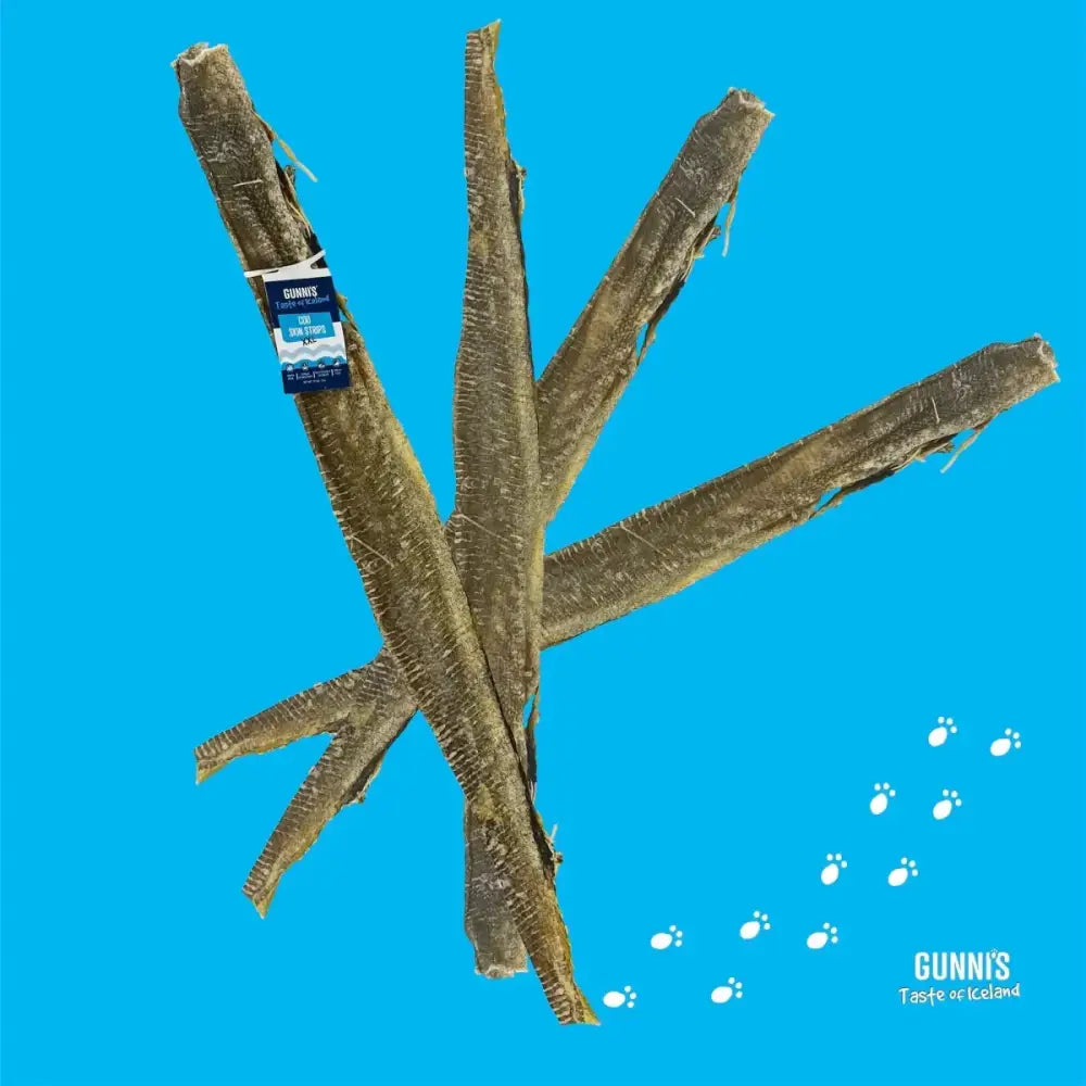 Gunni's All - Natural Cod Skin Strips Long– Grain - Free Dog Treats 25 Count - Talis Us