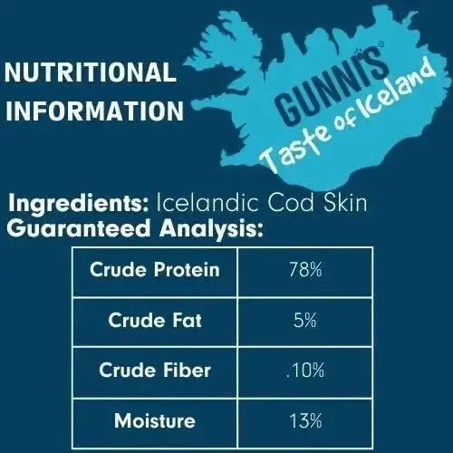 Gunni's All - Natural Cod Skin Strips Long– Grain - Free Dog Treats 25 Count - Talis Us