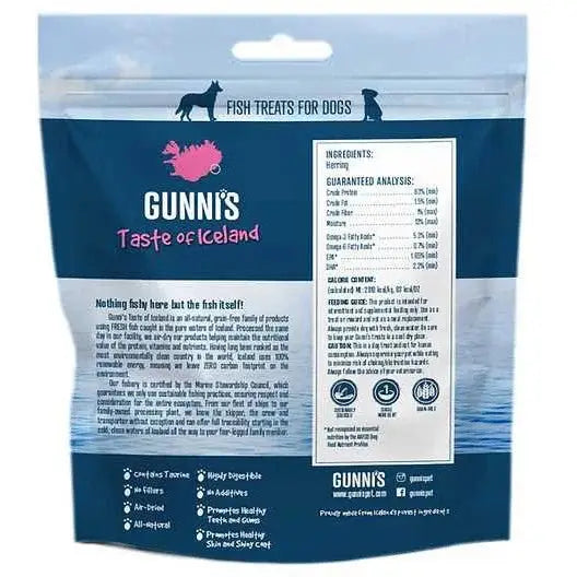 Gunni's Taste of Iceland Heart Healthy Herring Meat Bites Dog Treats 3.0oz - Talis Us