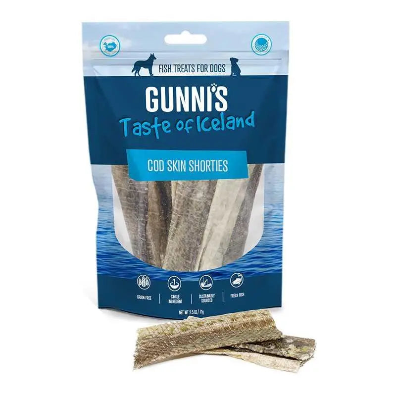 Gunni's Taste of Iceland Omega Rich Cod Skin Shorties Dog Treats 2.5oz - Talis Us