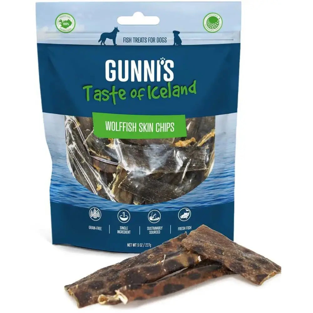 Gunni's Taste of Iceland Omega Rich Wolffish Skin Chips Dog Treats - Talis Us