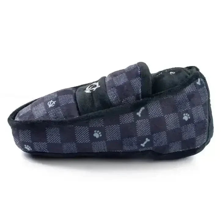 Haute Diggity Dog Black Checker Chewy Vuiton Loafer Squeaker Dog Toy - Talis Us