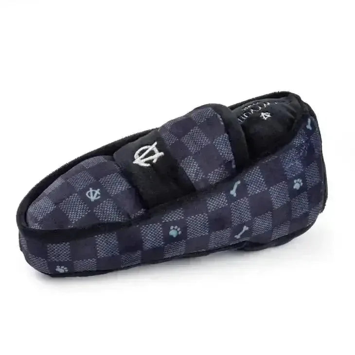 Haute Diggity Dog Black Checker Chewy Vuiton Loafer Squeaker Dog Toy - Talis Us