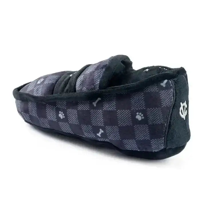 Haute Diggity Dog Black Checker Chewy Vuiton Loafer Squeaker Dog Toy - Talis Us