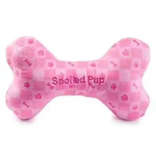 Haute Diggity Dog Pink Checker Chewy Vuiton Bone Plush Dog Toy - Talis Us