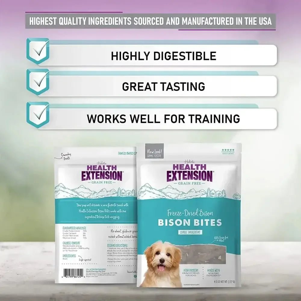 Health Extension Bison Bites Treats 4.5 oz - Talis Us