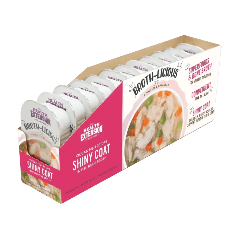 Health Extension Broth - Licious Ocean Fish in Bone Broth Shiny Coat Wet Dog Food 12ea/3.5 oz - Talis Us