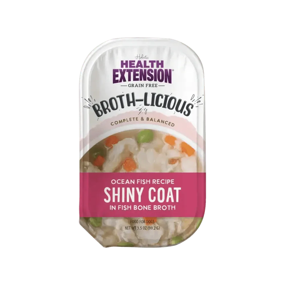Health Extension Broth - Licious Ocean Fish in Bone Broth Shiny Coat Wet Dog Food 12ea/3.5 oz - Talis Us