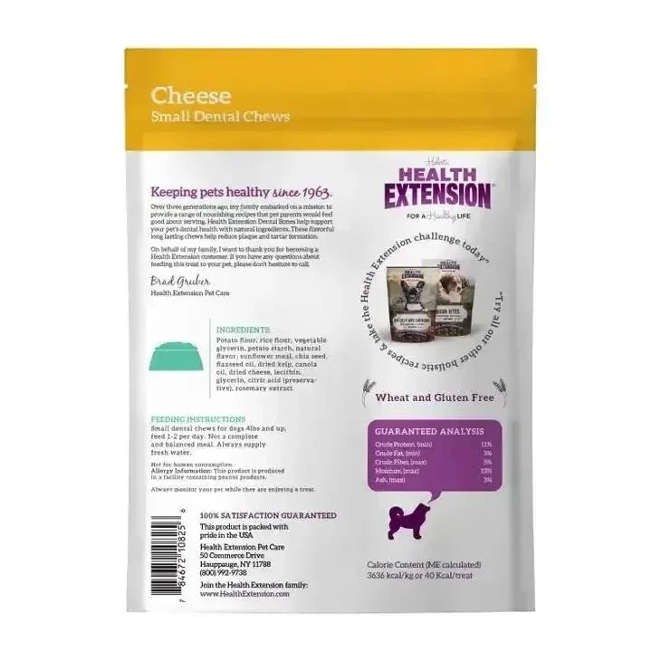 Health Extension Cheese Flavor Dental Dog Bones 5.9 oz - Talis Us