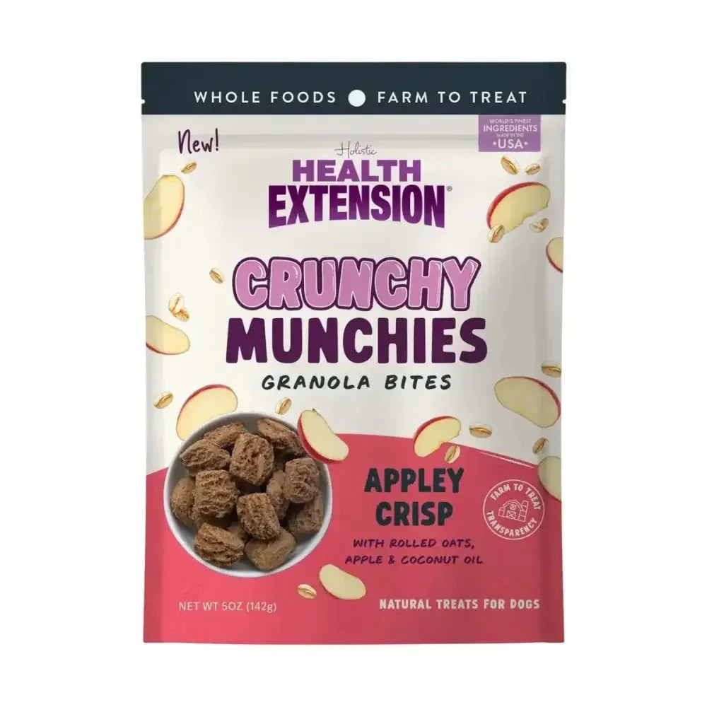 Health Extension Crunchy Munchies Granola Bites - Appley Crisp Dog Treats 8 oz - Talis Us