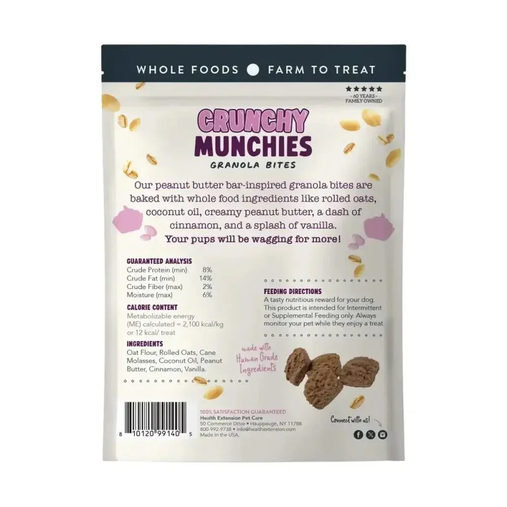 Health Extension Crunchy Munchies Granola Bites - Peanutty Squares Dog Treats 8 oz - Talis Us