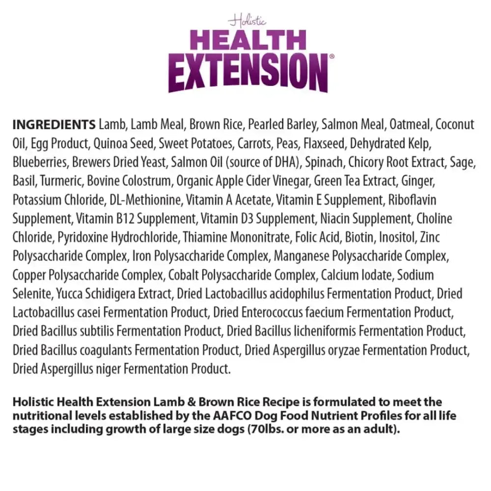 Health Extension Lamb & Brown Rice Dry Dog Food - Talis Us
