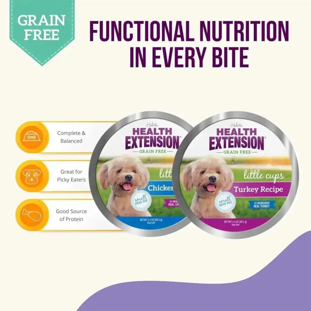 Health Extension Little Cups Chicken & Turkey Recipe Variety Pack Small Breed Wet Puppy Food 3.5oz/ 12 Cups - Talis Us