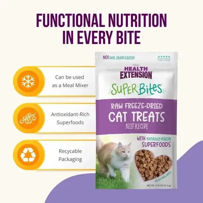 Health Extension Super Bites Beef Freeze - Dried Cat Treats 0.75oz - Talis Us