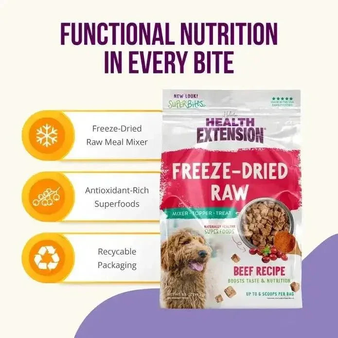 Health Extension Super Bites Beef Recipe Freeze - Dried Raw Dog Food Mixer - Talis Us
