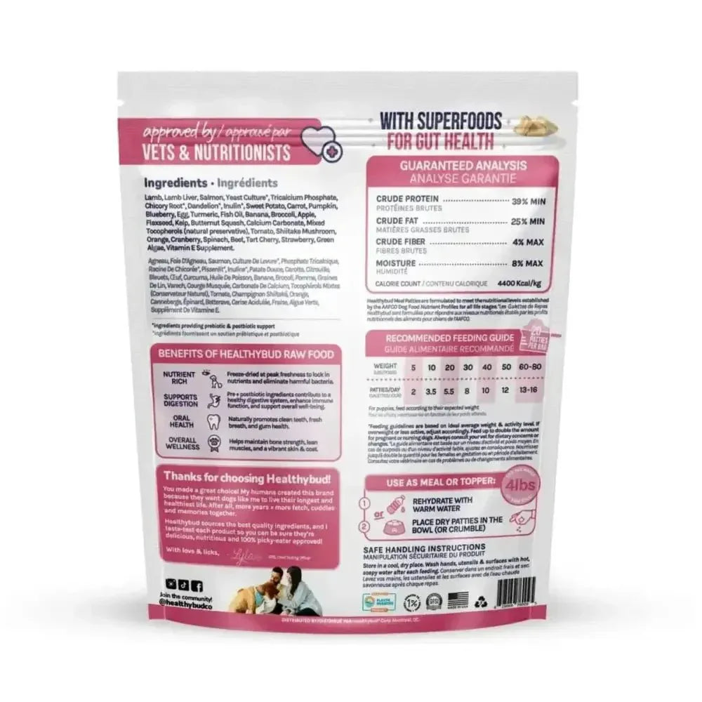 Healthybud Lamb & Salmon Meal Patties Freeze - Dried Raw Dog Food 14oz - Talis Us