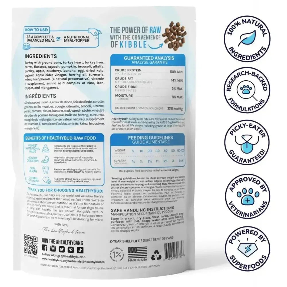 Healthybud Turkey Meal Bites Freeze - Dried Dog Food 14Oz - Talis Us