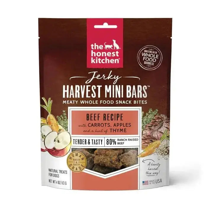 The Honest Kitchen Jerky Harvest Mini Bars Dog Treats - High Protein Meaty Whole Food Snack Bites 4oz - Talis Us