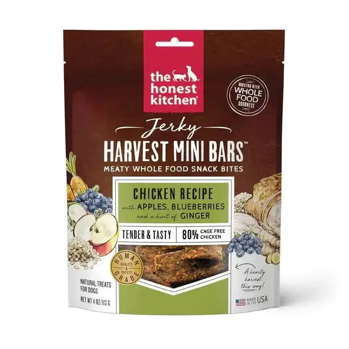 The Honest Kitchen Jerky Harvest Mini Bars Dog Treats - High Protein Meaty Whole Food Snack Bites 4oz - Talis Us
