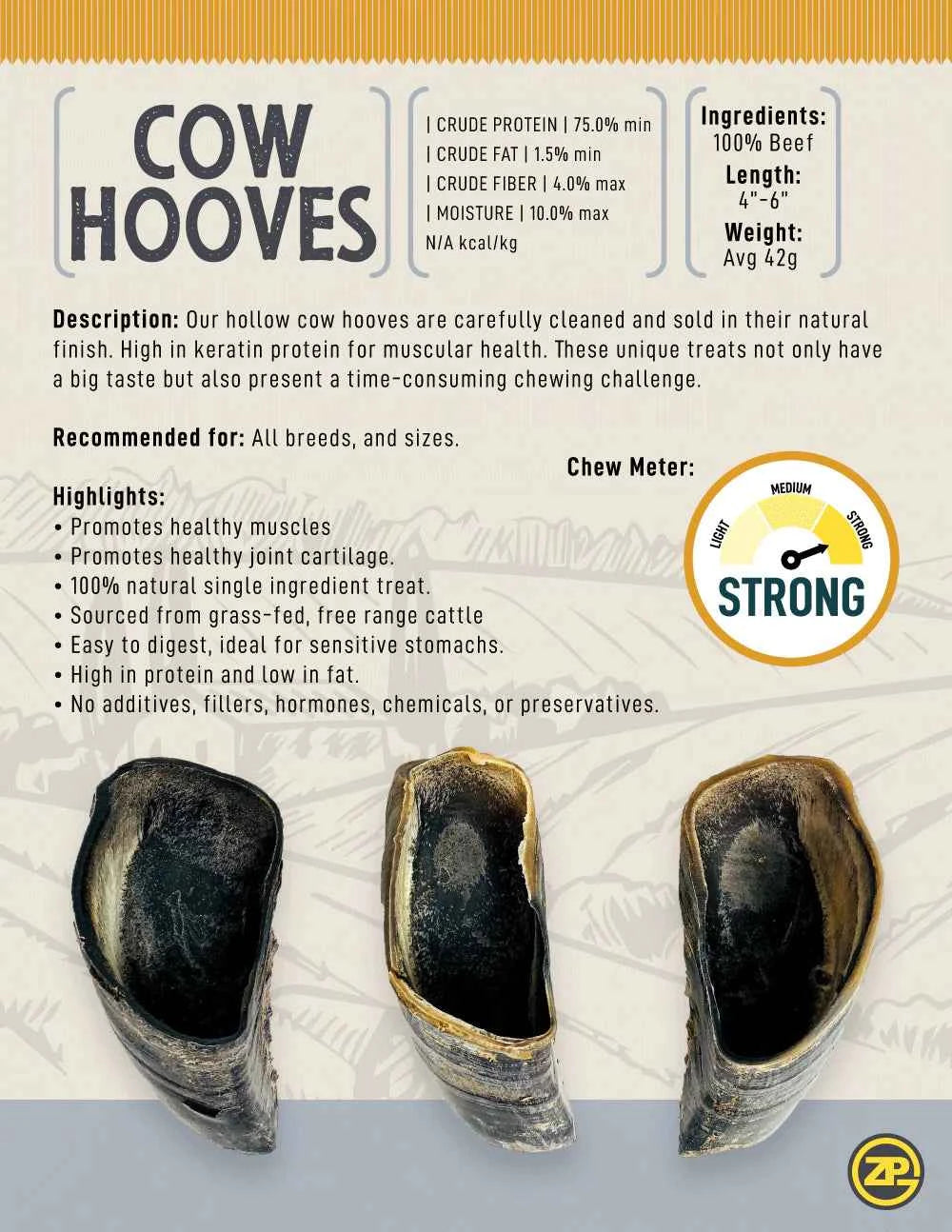 Talis Us Cow Hooves Dog Treats 6 Units