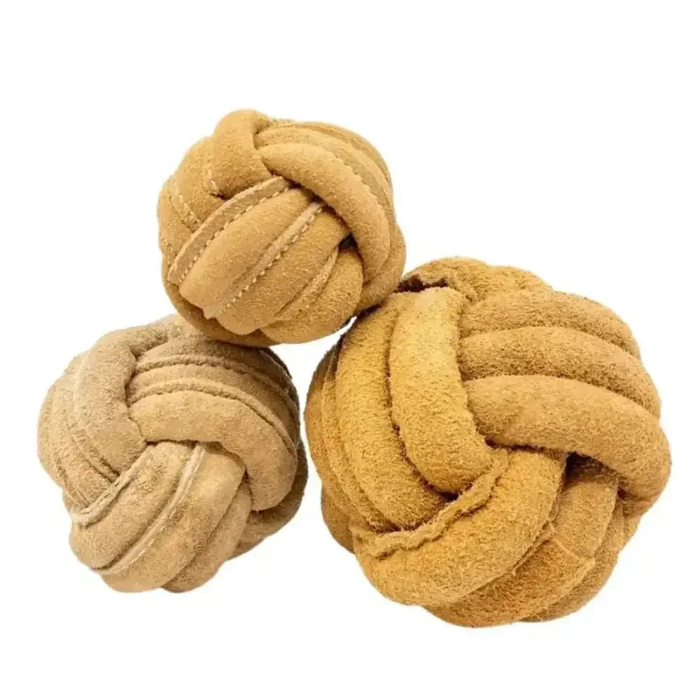 HuggleHounds HuggleHide Natural Leather Ball Dog Toy - Talis Us