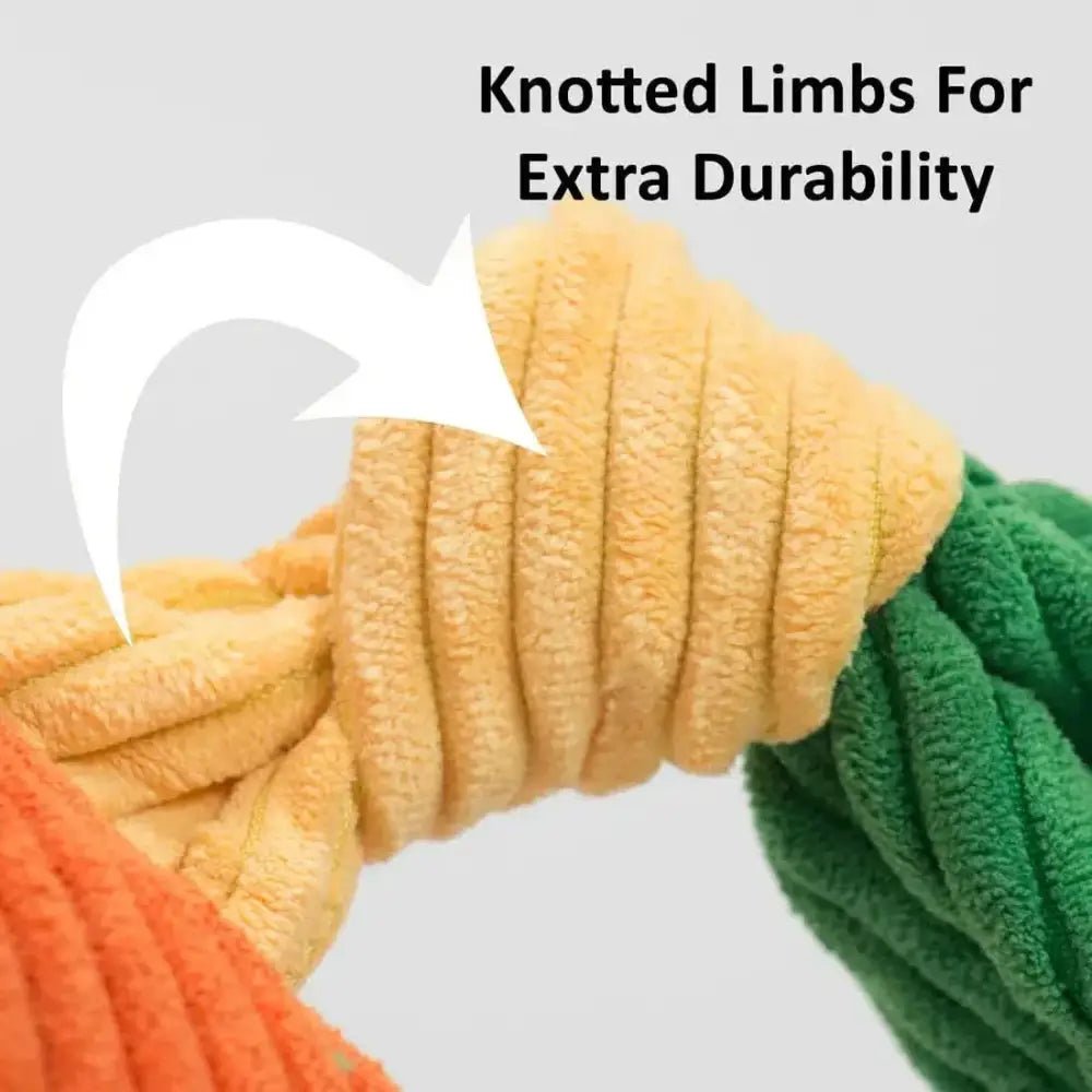 HuggleHounds Rainbow Durable Plush Corduroy Knotties Squeaky Dog Toy - Talis Us