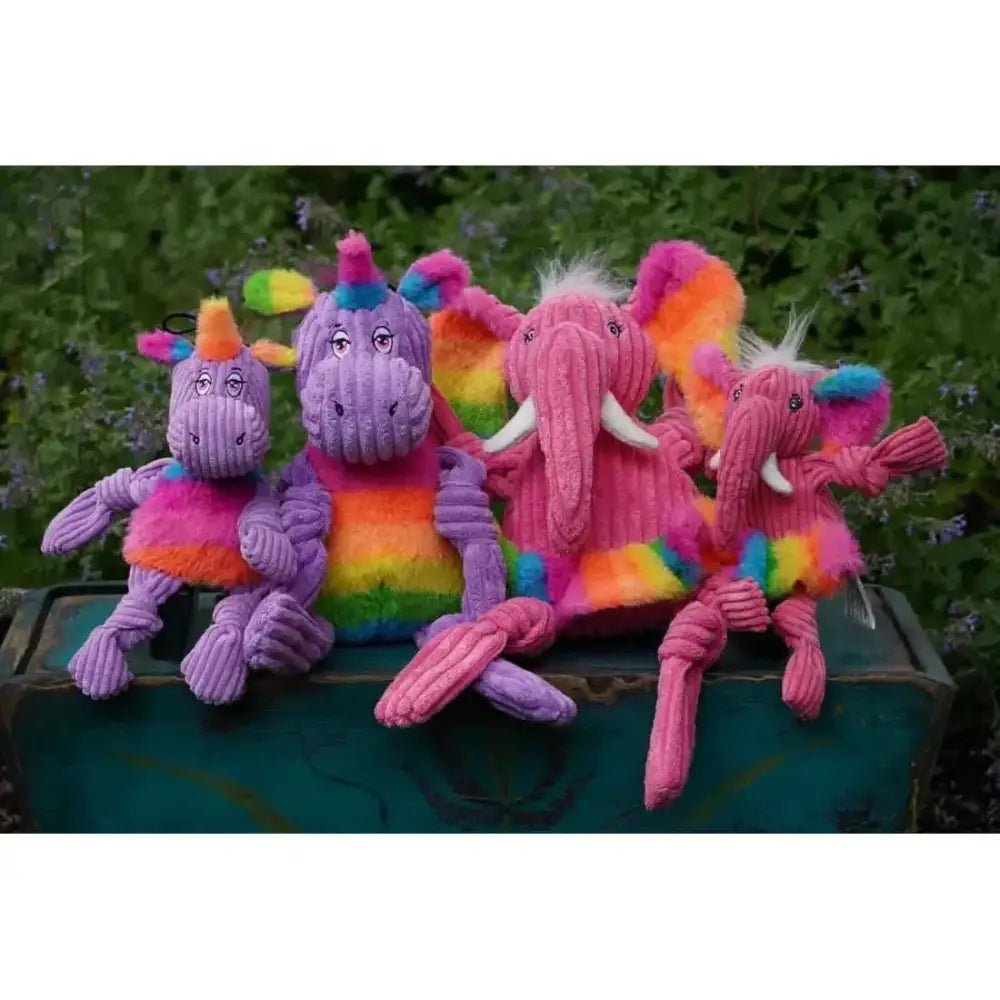 HuggleHounds Rainbow Durable Plush Corduroy Knotties Squeaky Dog Toy - Talis Us