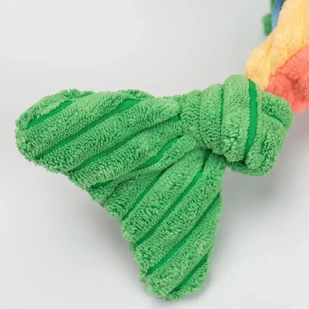 HuggleHounds Raucous Rainbow Trout Knottie Tough Squeaky Plush Dog Toy - Talis Us