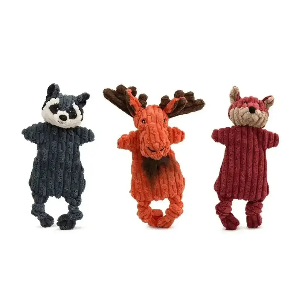 HuggleHounds Woodland HuggleFlatties Tough Squeaky Small Plush Dog Toys 3pk - Talis Us