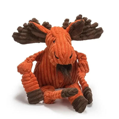 HuggleHounds Woodlands Durable Plush Corduroy Knottie Moose Squeaky Dog Toy - Talis Us