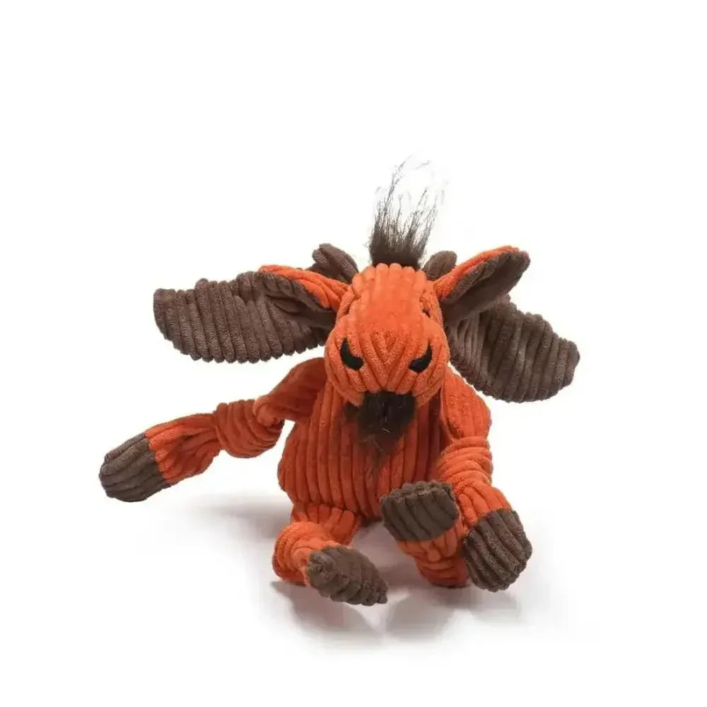 HuggleHounds Woodlands Durable Plush Corduroy Knottie Moose Squeaky Dog Toy - Talis Us