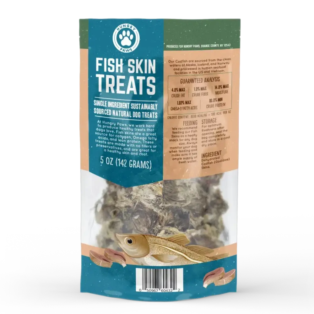 Hungry Paws Premium Cod Skin Cubes Dog Chew Treats 5 oz - Talis Us