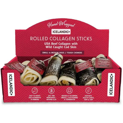 Icelandic Beef Rolled Collagen Stick w/ Wrapped Fish Dog Chew Treats - Talis Us