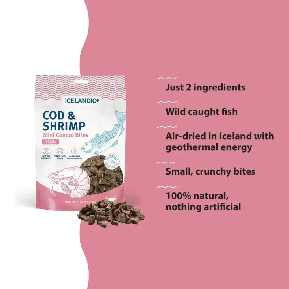 Icelandic+ Cod & Shrimp Mini Combo Bites Treats For Cats 1.7 oz - Talis Us