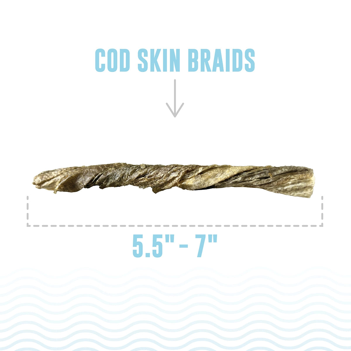 Icelandic cod skin braids for dogs, 5.5 to 7 inches long, ideal chew treat for dogs