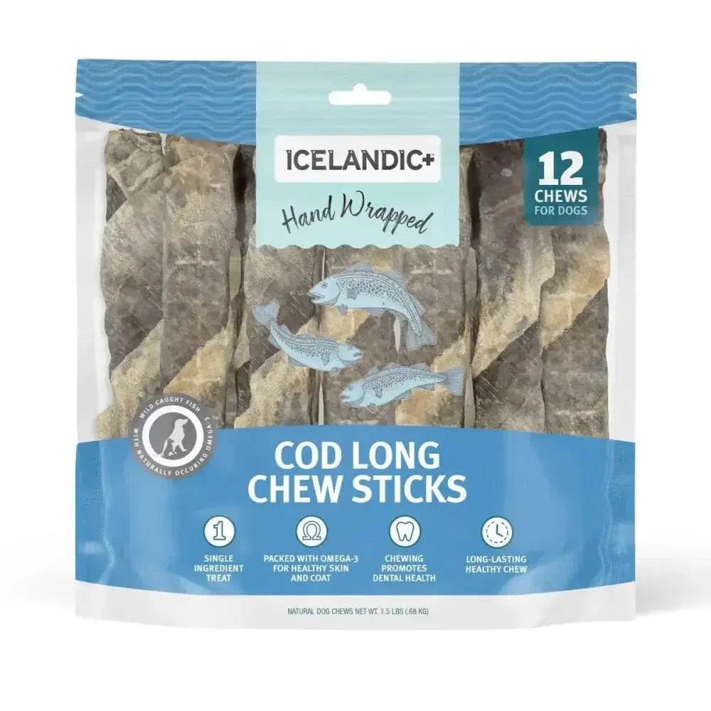 Icelandic+ Fish Dog Treats Cod Skin Hand Wrapped Chew Stick - Talis Us