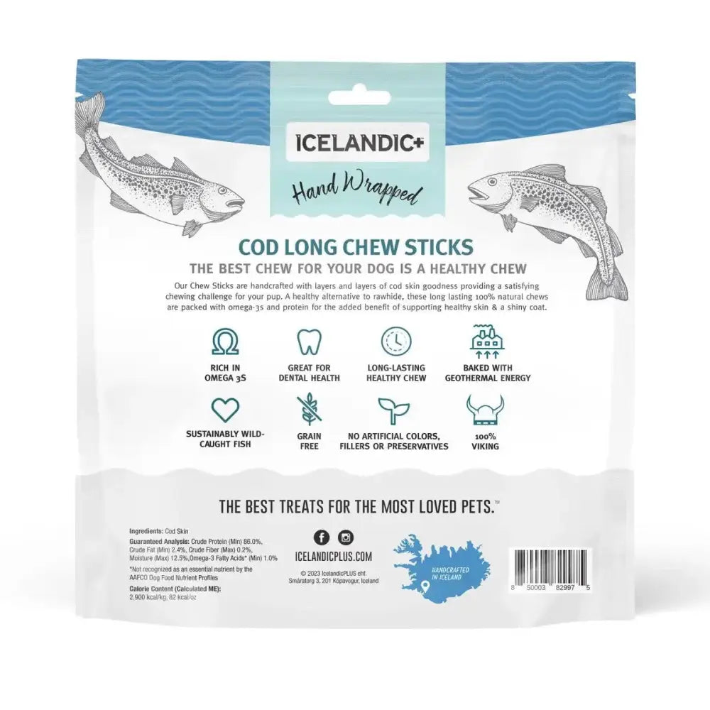 Icelandic+ Fish Dog Treats Cod Skin Hand Wrapped Chew Stick - Talis Us