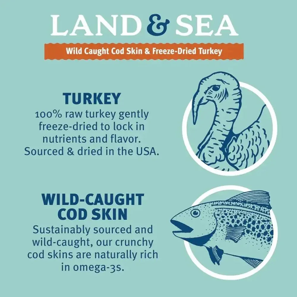 Icelandic+ Land & Sea Cod Skin & Freeze - Dried Turkey Dog Treat 2.4 oz - Talis Us