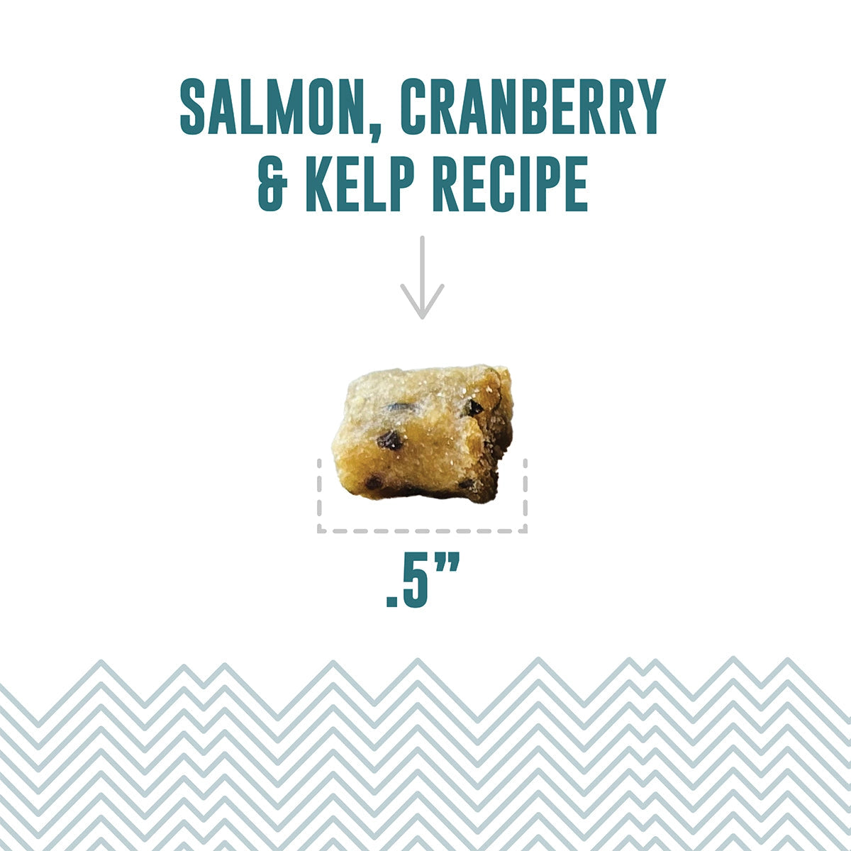 Icelandic soft and chewy cat treats in salmon, cranberry, and kelp flavor, measuring half an inch