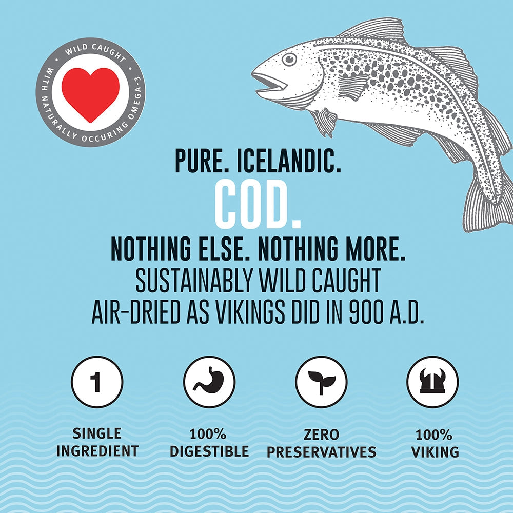 Icelandic+ wild-caught Icelandic cod skin chews for dogs, all-natural and sustainably sourced