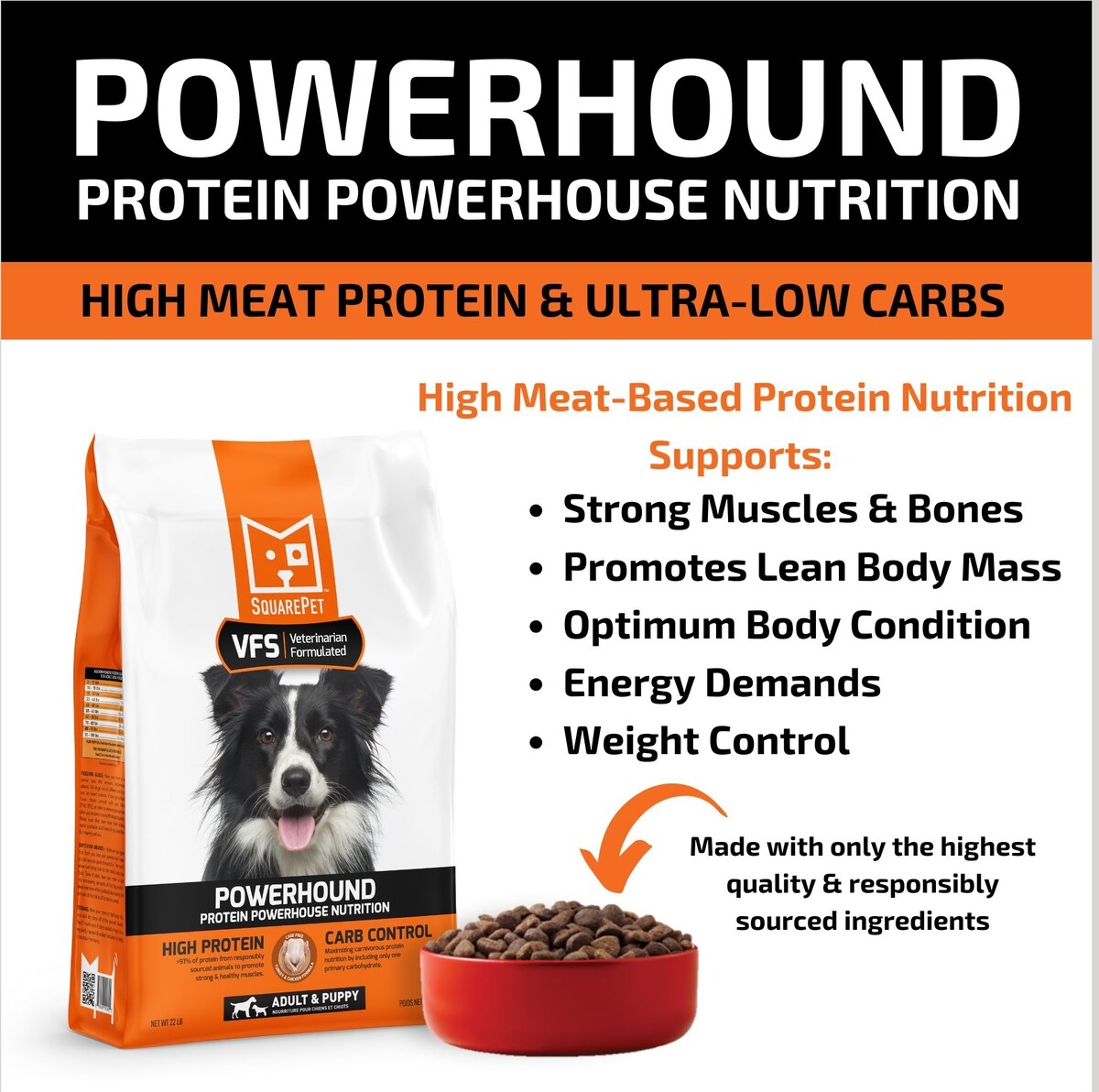 SquarePet High Protein Dry Dog Food for Active Dogs