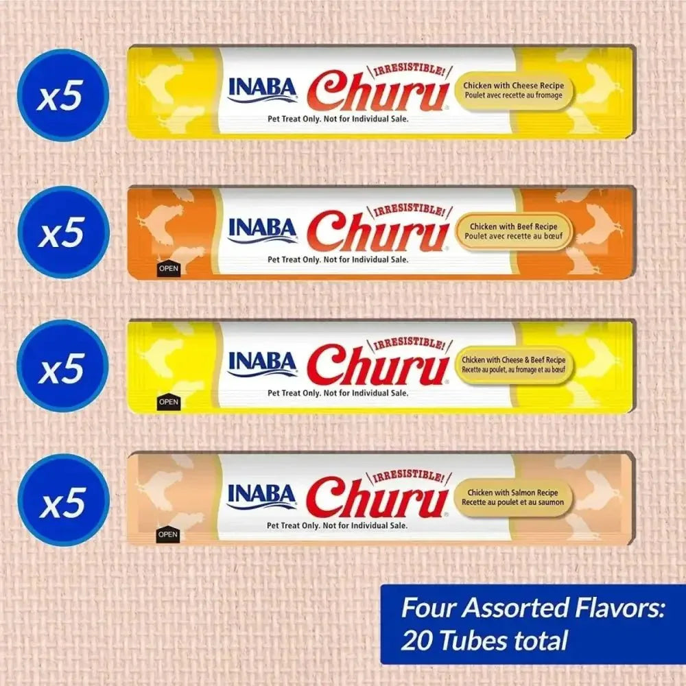 Inaba Churu Chicken & Beef Variety Creamy Puree Lickable Cat Treats,20 Tubes / .5 oz - Talis Us