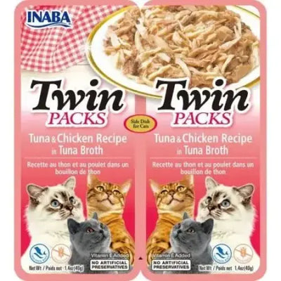 Inaba Twin Packs Tuna and Chicken Recipe in Tuna Broth for Cats - Talis Us