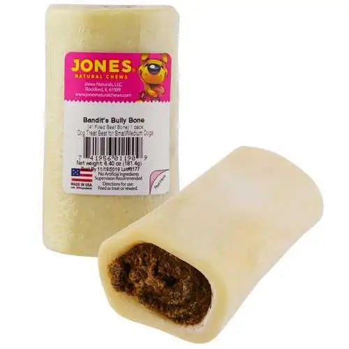 Jones Natural Chews Bandit's Prime Rib Flavor Stuffed Bone Dog Treats 1ct - Talis Us