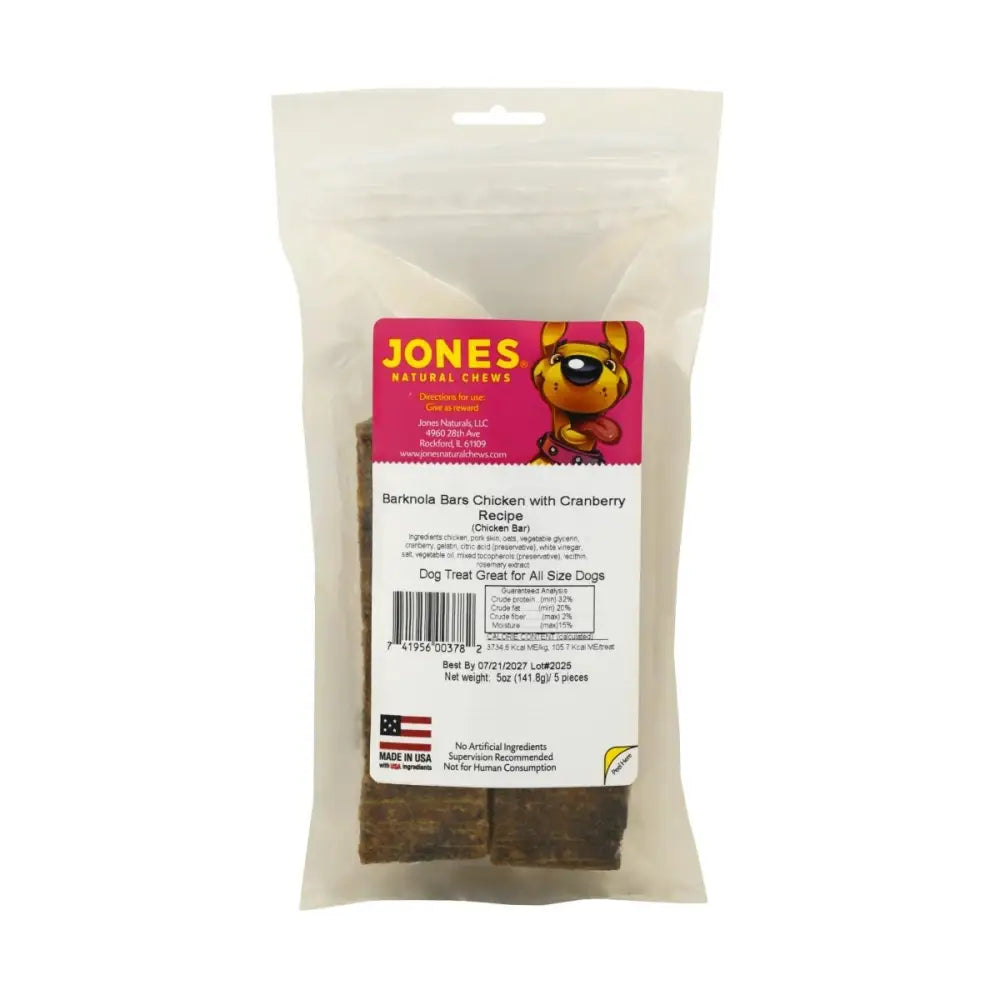 Jones Natural Chews Barknola Bar Chicken with Cranberry Healthy Dog Snacks - Talis Us