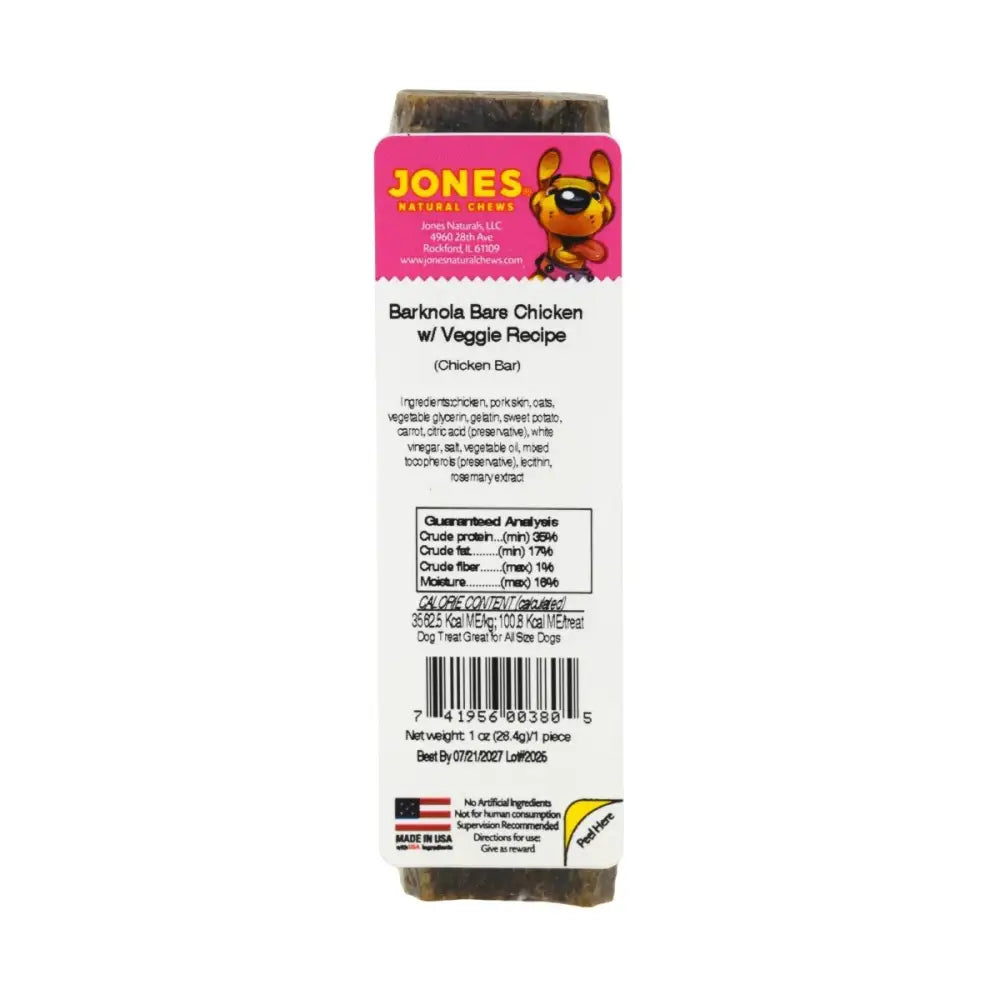 Jones Natural Chews Barknola Bar Chicken with Veggie Healthy Dog Snacks - Talis Us