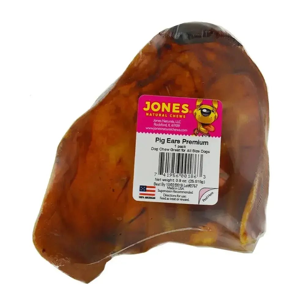 Jones Natural Chews Premium Pig Ears Jumbo Dog Chews 20ct Bulk - Talis Us