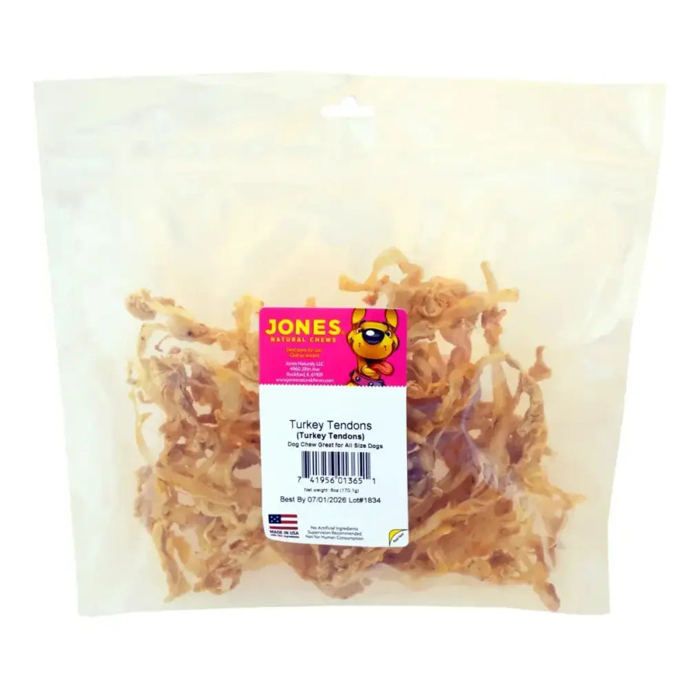 Jones Natural Chews Turkey Tendons – USA - Sourced, Single - Ingredient Dog Treats 6oz - Talis Us