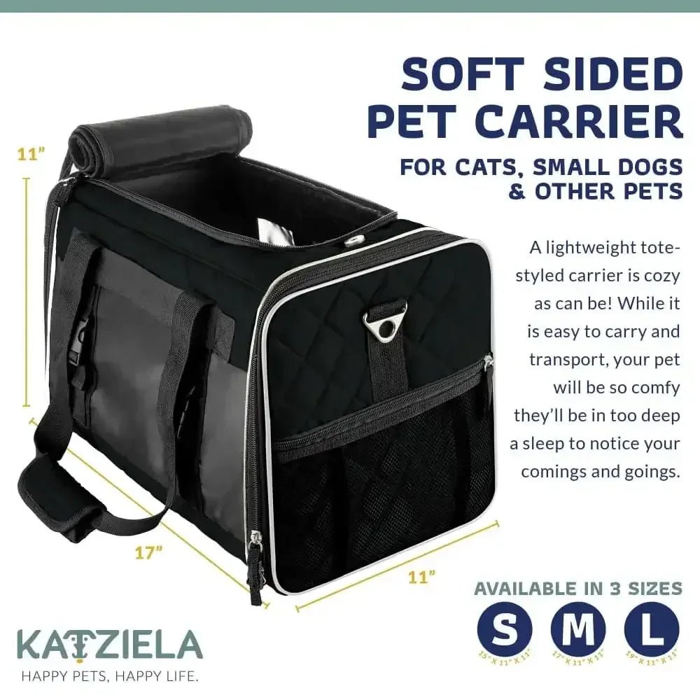 Katziela Deluxe Quilted Airline Approved Pet Dog & Cat Carrier for Airplane Travel - Talis Us